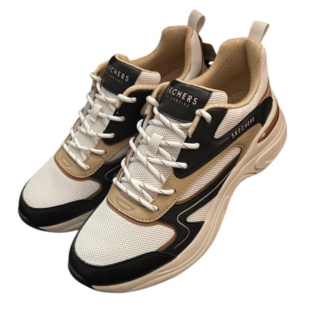 Skechers Women's Athletic ‘STREET Los Angeles’ Footwear- Blk, Wht, Tan